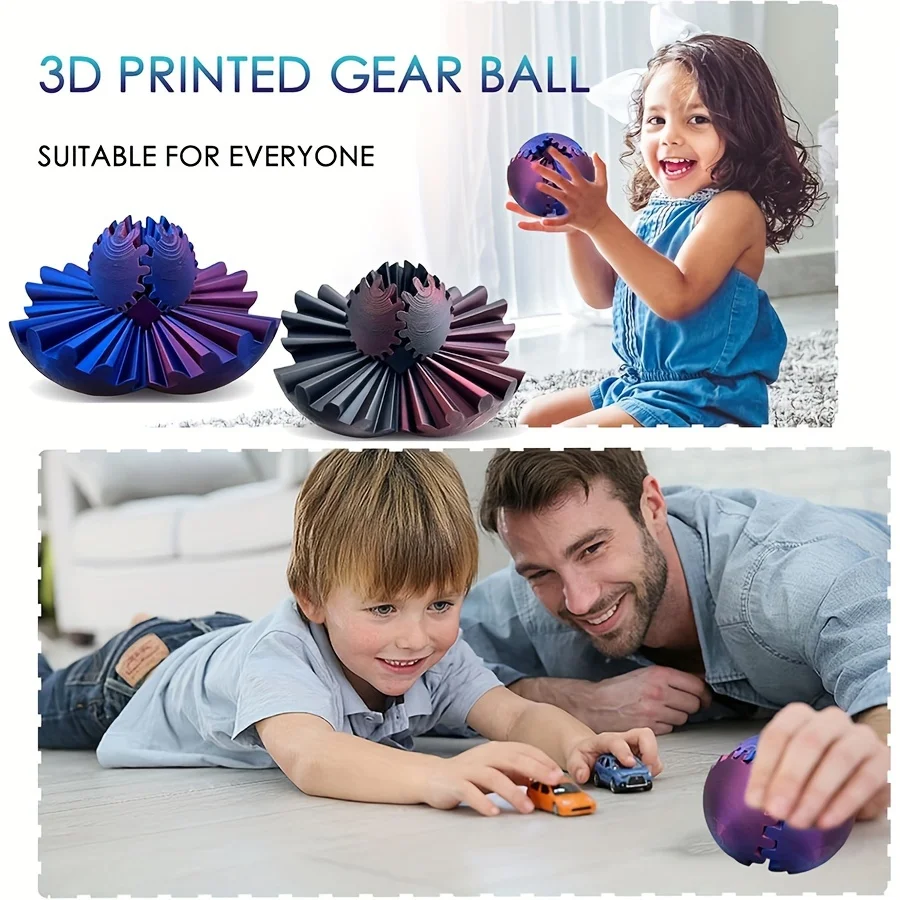 3D Printed Gear Ball Spin Ball Cube Toy Puzzle Toy Stress Sphere Desk Toy Fidget Ball Gear Toy for Stress and Anxiety Relaxing