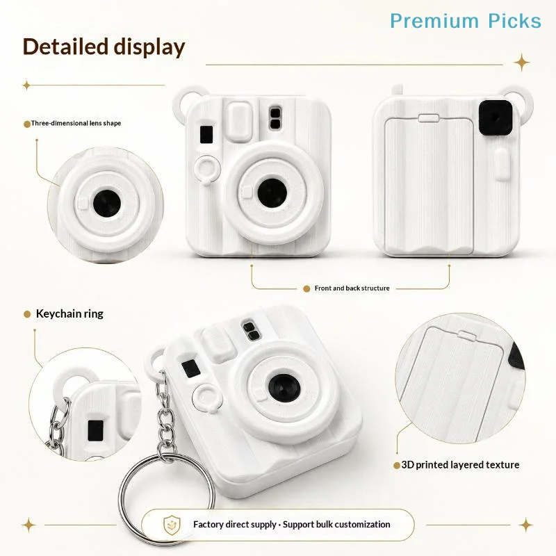 portableMini 3D Printed Instant Camera Keychain Smooth Surface Photo Slot Design Cute Bag Accessory for Teen Daily Use Gifts