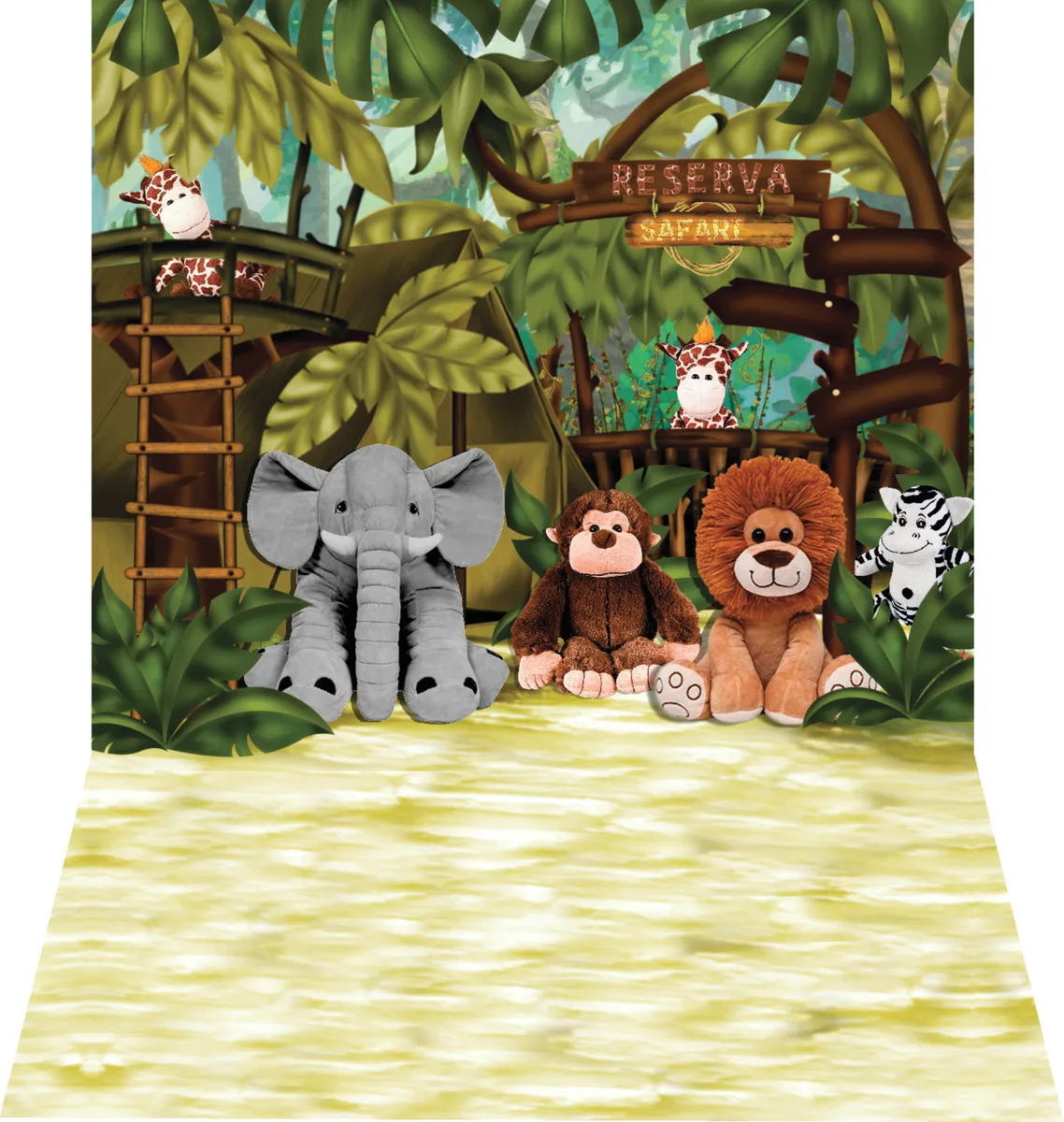 Fondos de estudio de fotografía para bebé recién nacido, impresión por ordenador, Selva, safari, Zoo, palmera, Animal, elefante, Tigre, León