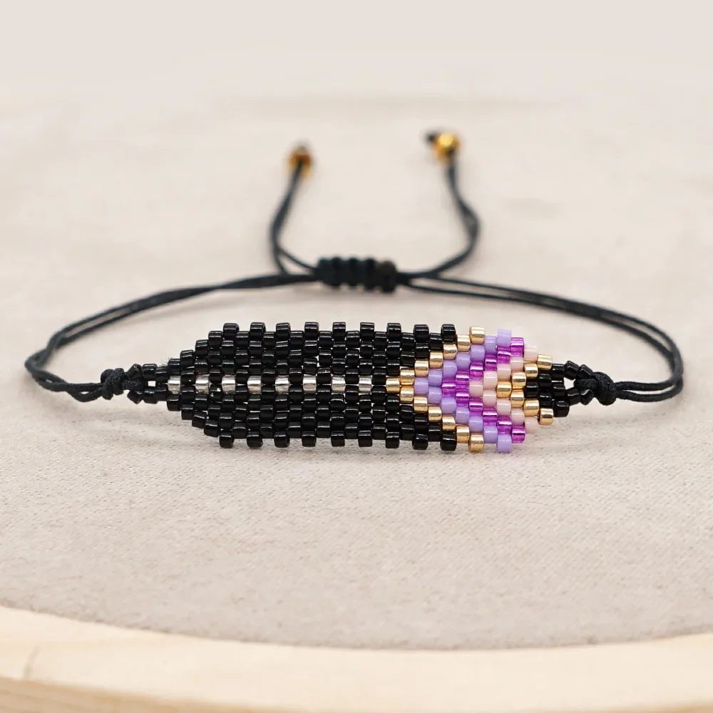 

Rice Ball Bracelet Hand woven Fashion leaf graphical Simplicity Bohemia Adjustable Unisex Beaded Bracelet