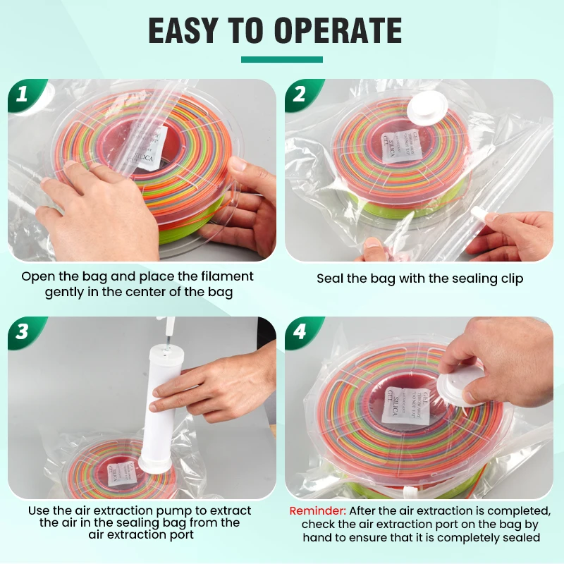 SUNLU Filament Storage PLA Vacuum Sealing Bags Set Filament Dryer with Pump Safekeep Humidity Resistant 3D Printer Parts