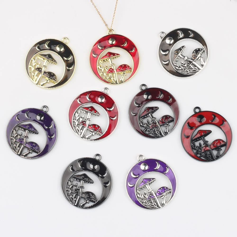 

10pcs Fashion Circle Mushroom Moon Shape Pendant Earring Necklace Bracelet Jewelry Making Accessories Handmade DIY Ornament Gift