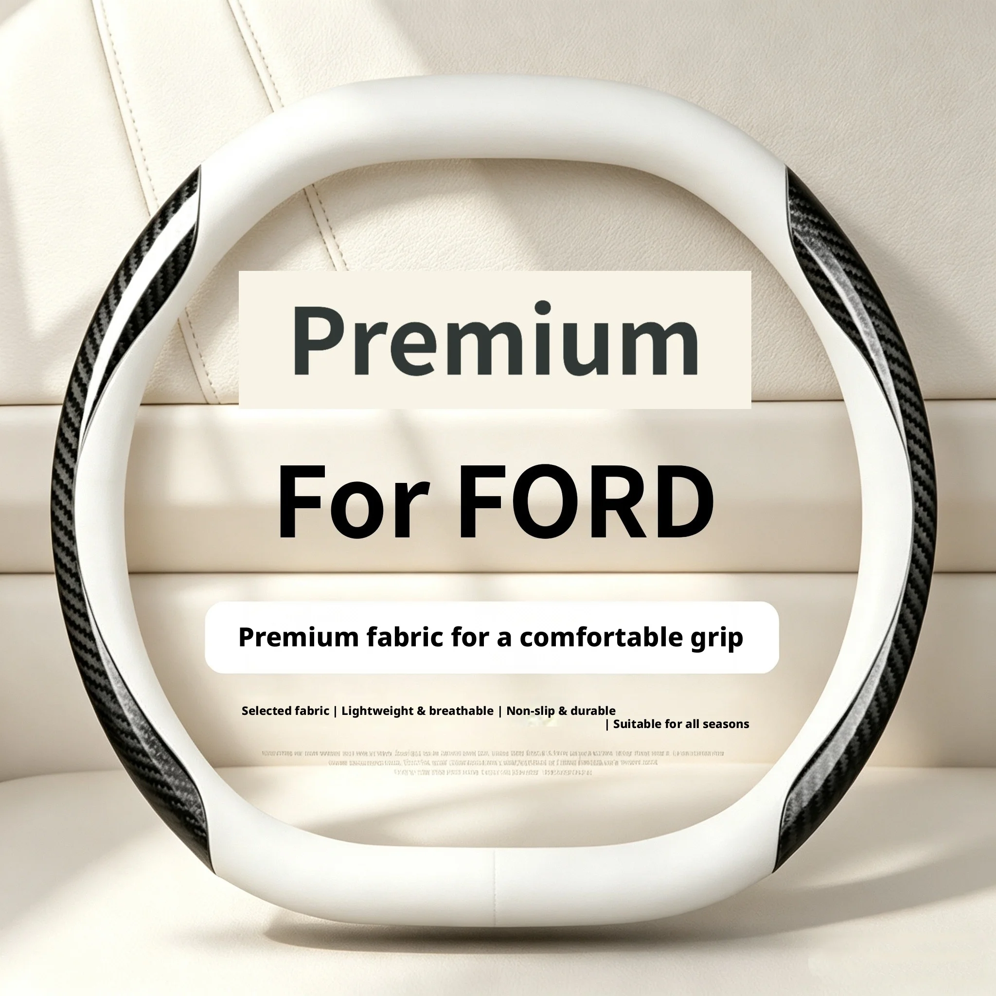 Fit 14.5-15in carbon fiber patterned steering wheel cover suitable for Ford ST, GT, Raptor Mach-E GT, Explorer ST Focus ST
