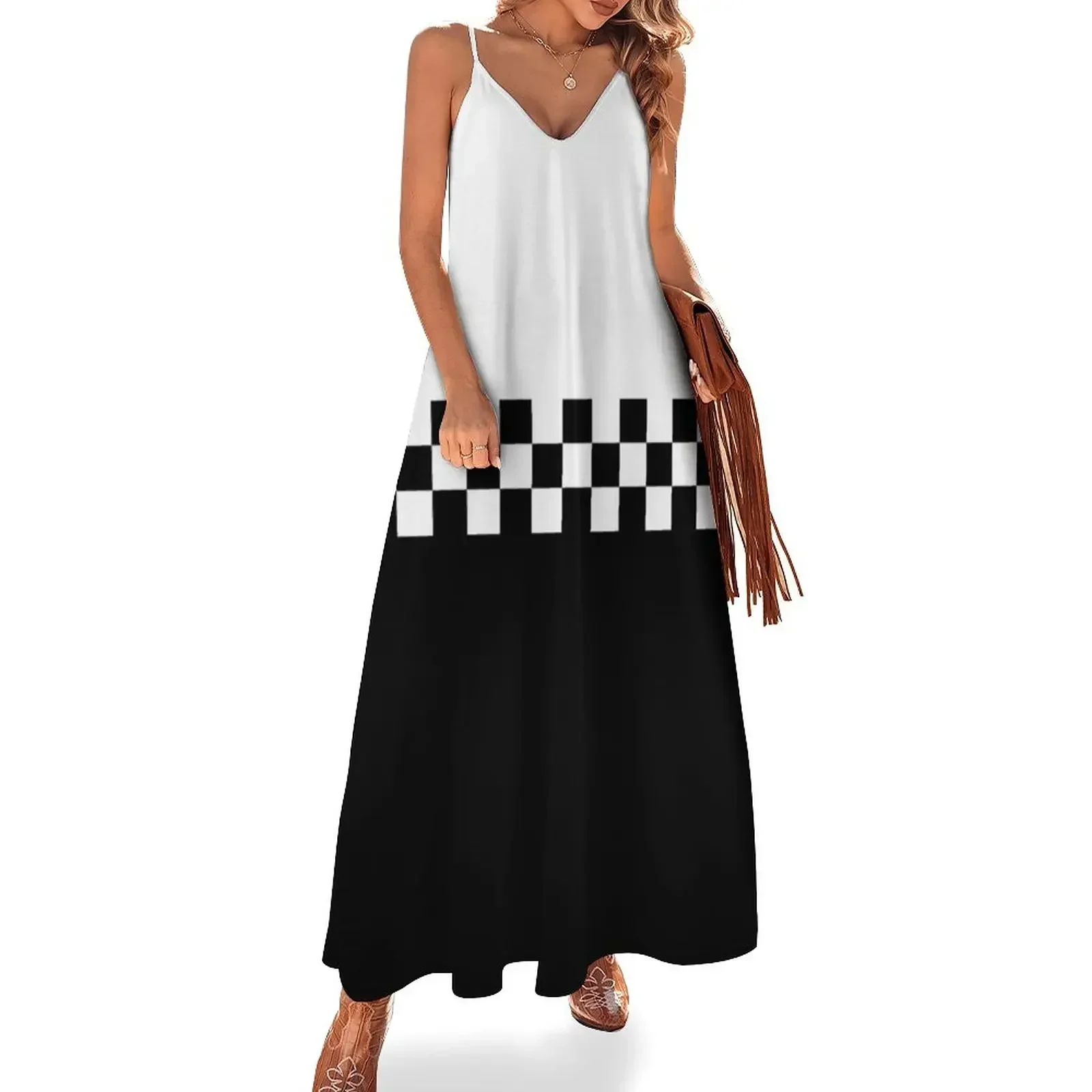 

Two Tone Mod Ska 60s Retro Black & White Sleeveless Dress dress for women luxury dress