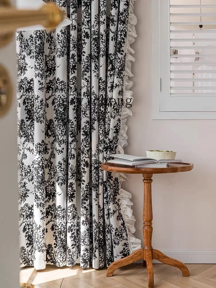 

ZK French American Retro Poplar Plum Curtains for Living Room and Bedroom, Thick Chenille Jacquard Custom Curtains