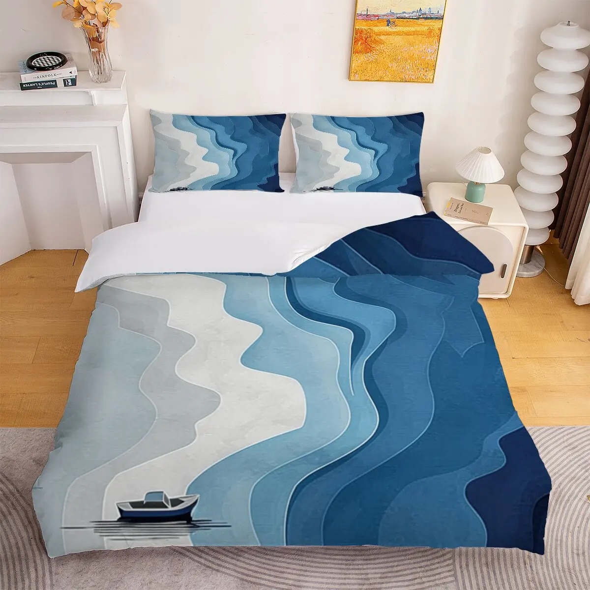 The boat  duvet cover   shoreline  1 duvet cover, 2 pillowcases, 3 pieces