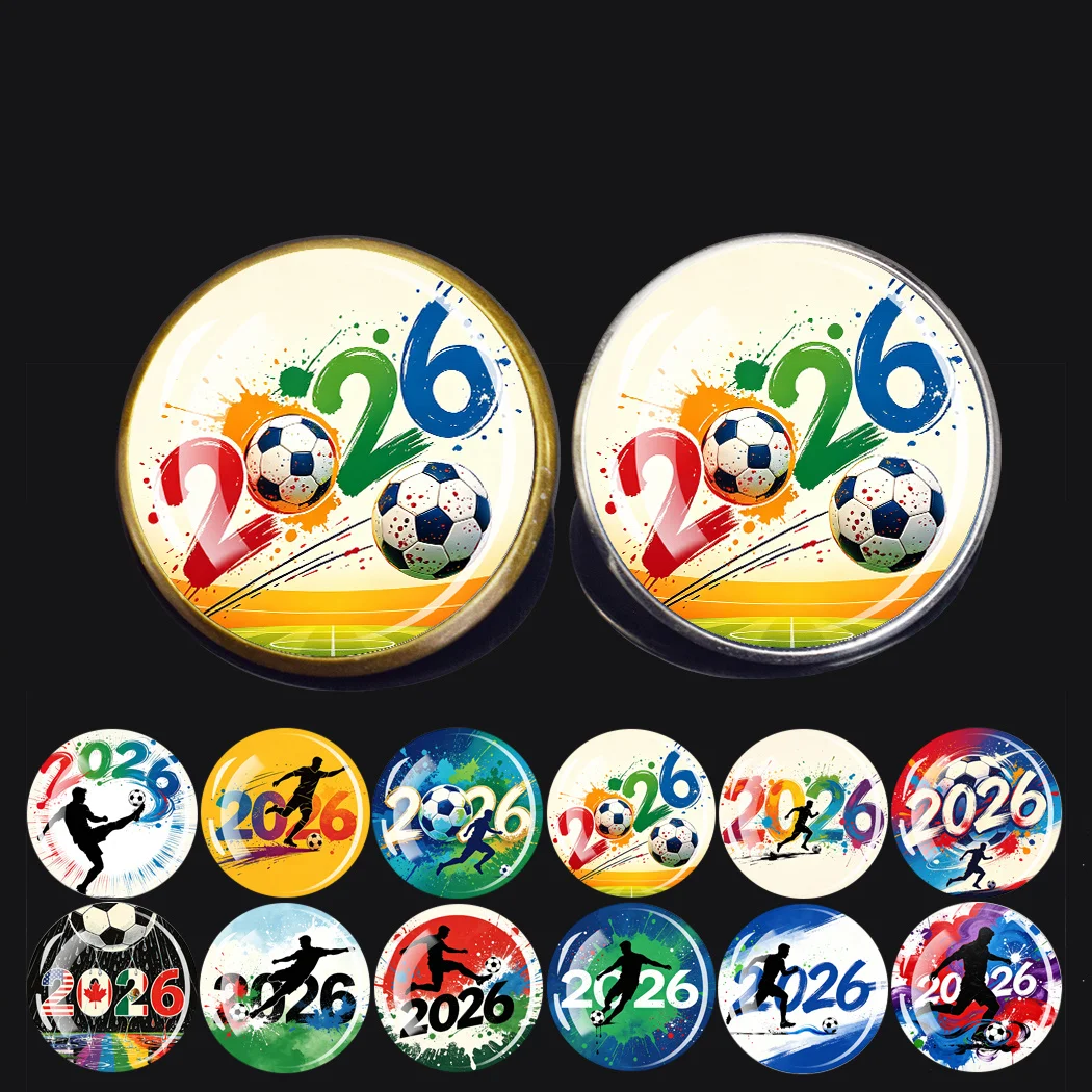 1PC 2026 Passionate Football Pattern Brooch, Available in Multiple Pattern Colors, Gift Jewelry for Male and Female Sports Fans
