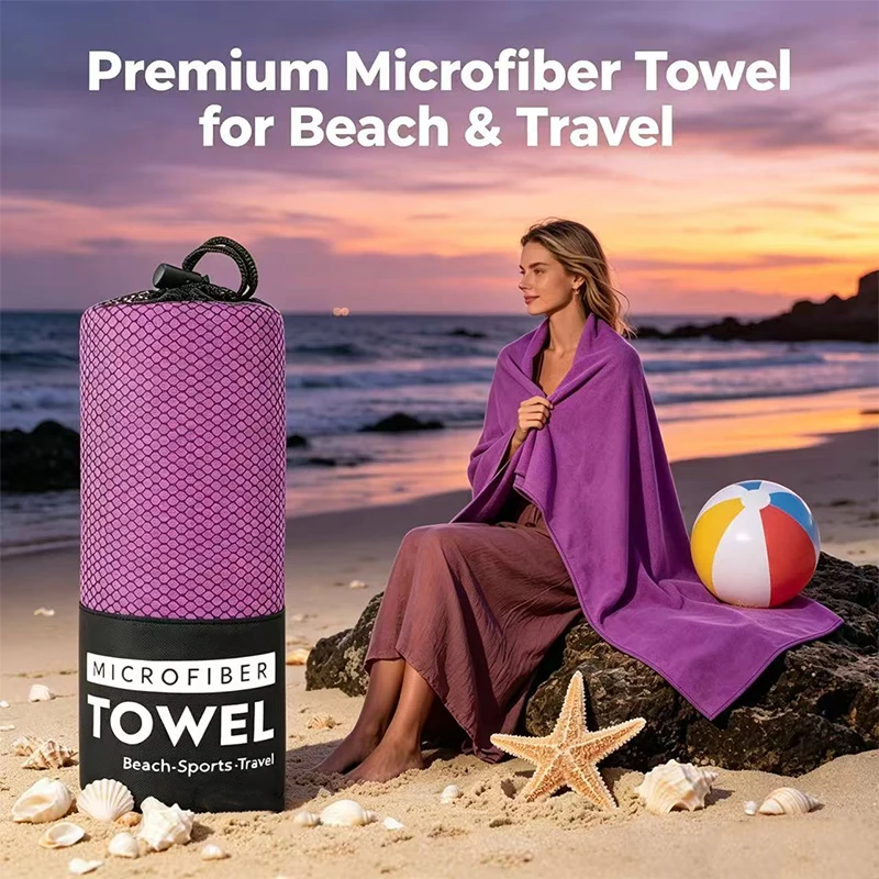 Strandtuch, Mikrofaser, schnell trocknend, Sport-Strandtuch, für den Außenbereich, dick, für Reisen, Fitness, Gymnastik, Joggen, Schwimmen, Yoga, Meerestuch – Detail 1