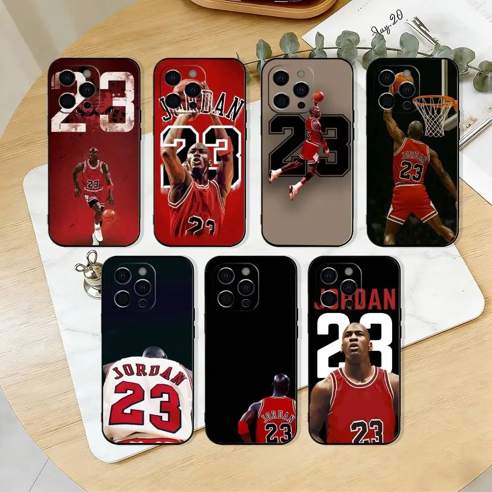 Coque de téléphone J-Jordan pour iPhone 17, 16, 15, 14, 13, 12, 11 Plus, Pro Max, XS, en silicone souple noir