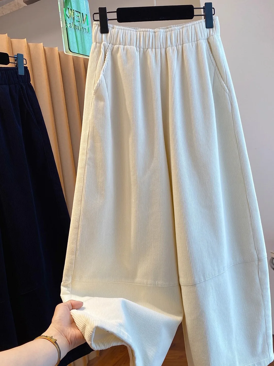 

Женские вельветовые брюки Thiened Fce, прямые брюки, широкие брюки, свободный крой, повседневные брюки с высокой талией, корейский дизайн Sle ket