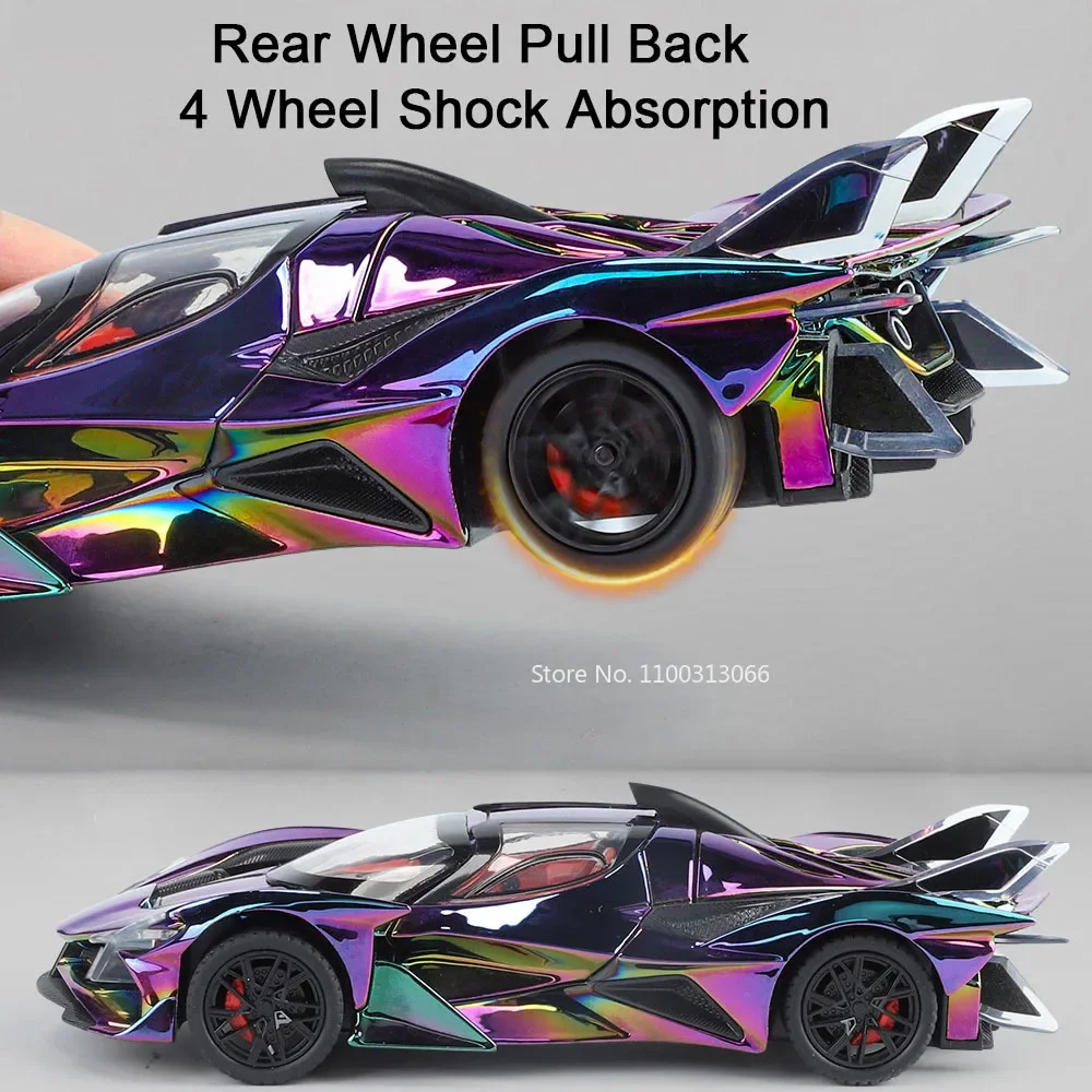 1:24 Apollo EVO Vision GT Sportwagens Speelgoed Modellen Wielen Trek Voertuigen met Licht Geluid Miniatuur Auto Peuter Kids Geschenken