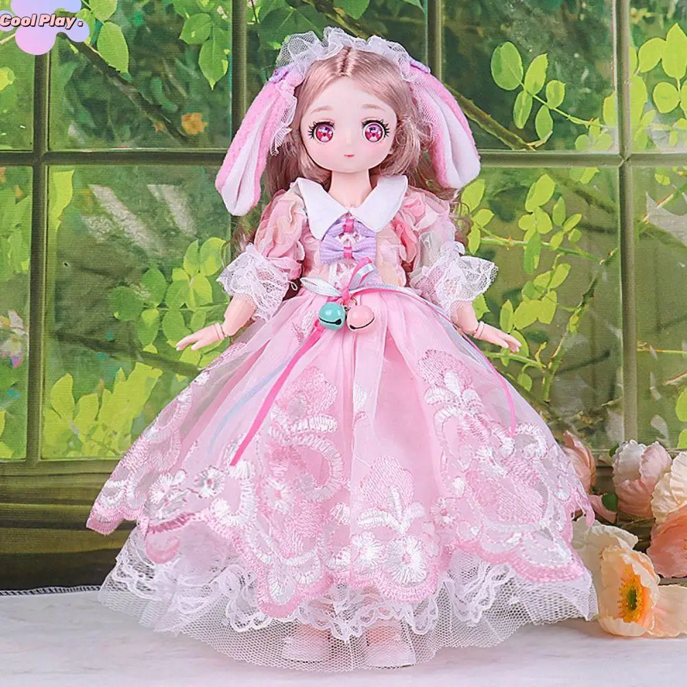 

Pink Eyed 30cm Doll with Clothes Set with Clothes Princess Style 1/6 Bjd Doll 1/6 30cm Cute 3D Simulated Hinge Doll