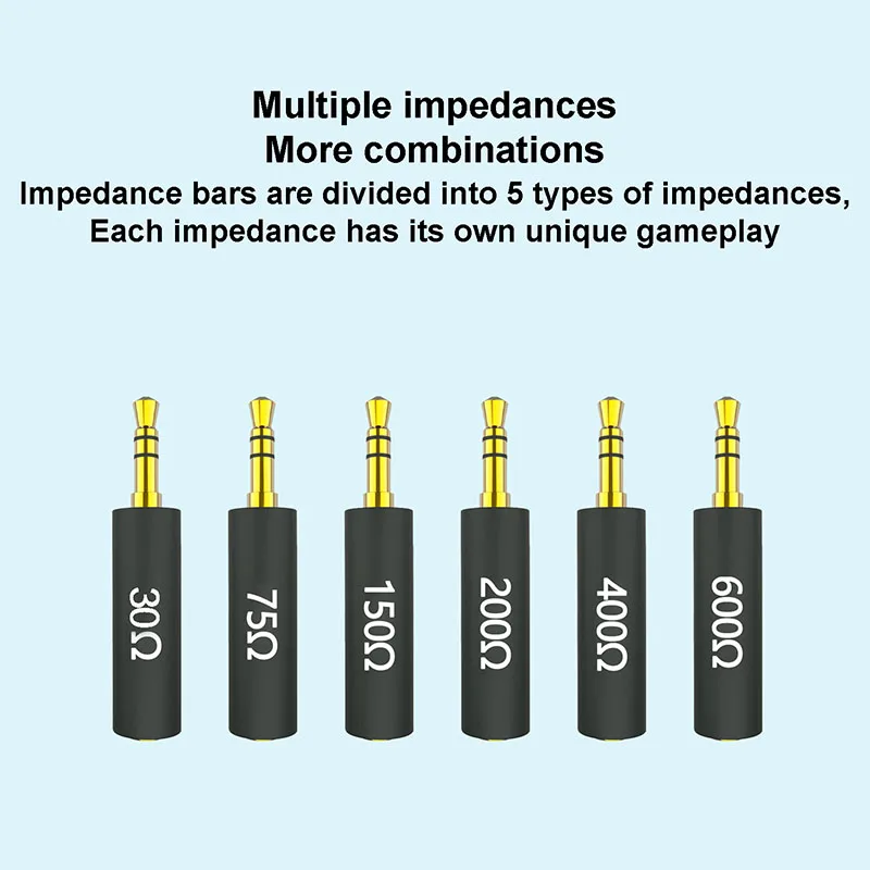 1PCS Conductor Earphone Impedance Plug 30 75 150 200 400 600 ohm Noise Cancelling Adapter Resistance Reduce Noise Filter Plug