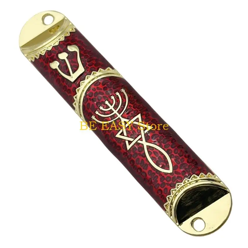 E28F Metal Mezuzah for Door Jewish Door Mezuzah Cases Messianic Seal Holy Land Mezuzah Case for House Warming Blessing Gift