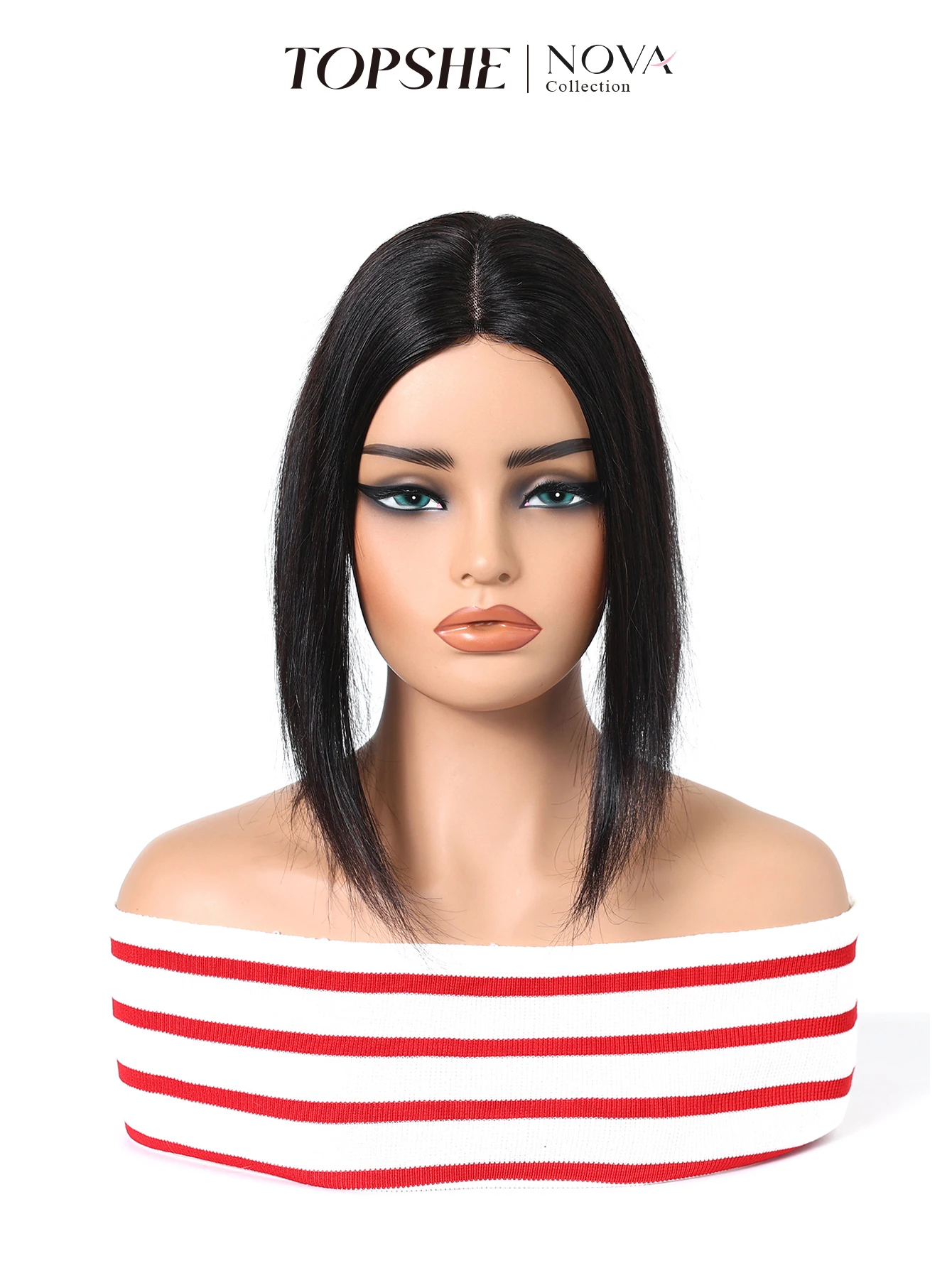 TOPSHE 12" Natural Black Hair Topper Human Hair Blend Swiss Base Clip in Toupee for Women Thinning Hair Loss Volume