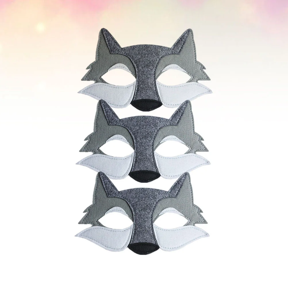 

Wolf Masks Kids Halloween Mask Cosplay Half Costume Masquerade Felt Face Supplies Props Dance Head Birthday Supply Eye Favors