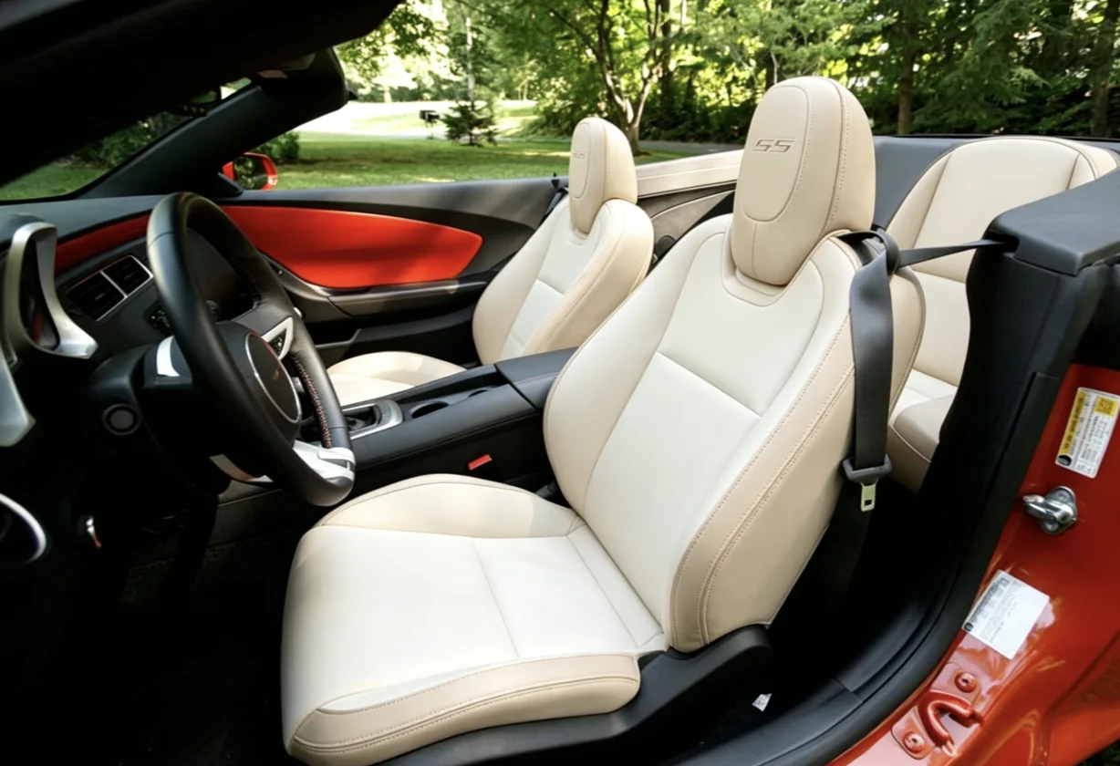 Für Chevrolet Camaro 2011~2015 Maßgefertigte Autositzbezüge Luxuriöses Nappaleder 100% Passgenau Innenausstattung 360 ° Vollständige Abdeckung – Detail 1