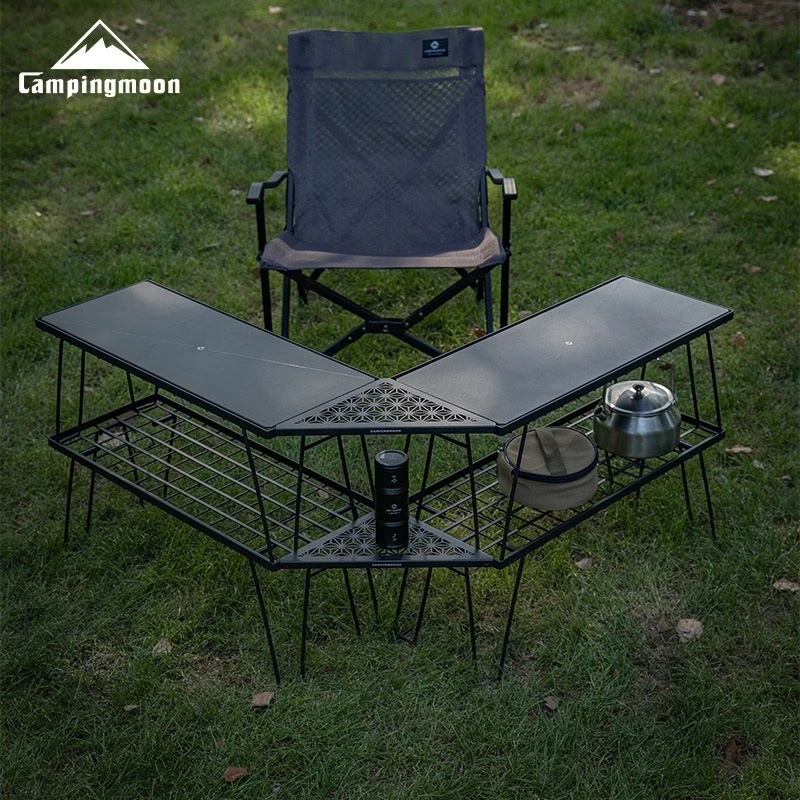 

CAMPINGMOON T-229 Two-Piece Camping Folding Table with Aluminum Alloy Frame and Portable Table Board for Outdoor Use