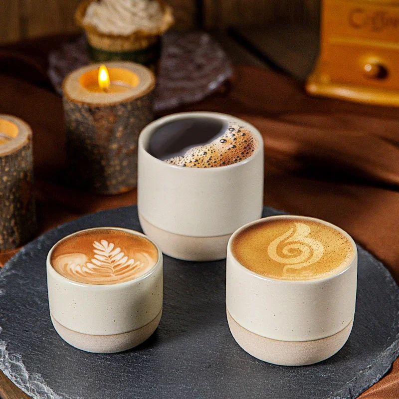 Ceramic Coffee Cup Vintage Coarse Pottery Water Cup 100ml 180ml 230ml Japan Tea Mugs Stoneware Espresso For Restaurants Hotels