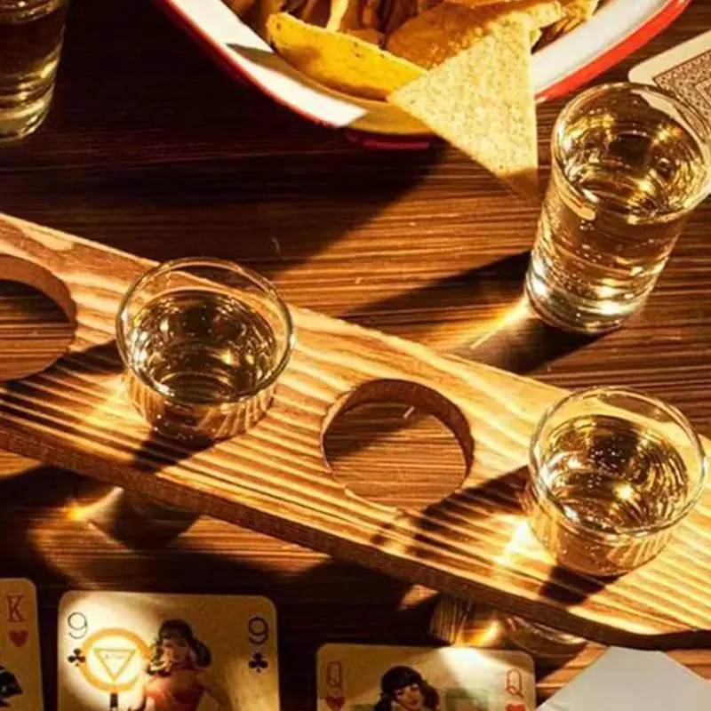 Wooden Shot Glass Serving Tray Tequila Shot Glass Holder Whiskey Glasses Holder Tray Glass Display Dispenser Glass Shelf Rack