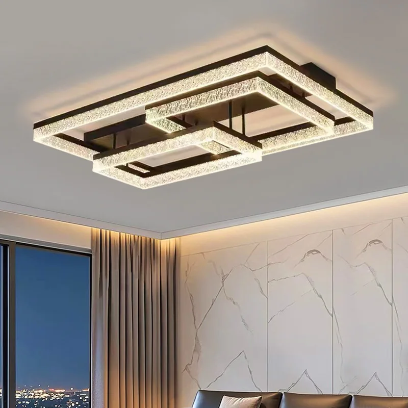 Modern LED Crystal Ceiling Light Flush Mount Chandelier Waterproof Acrylic Lamp for Living Room Bedroom Hallway Home Decoration