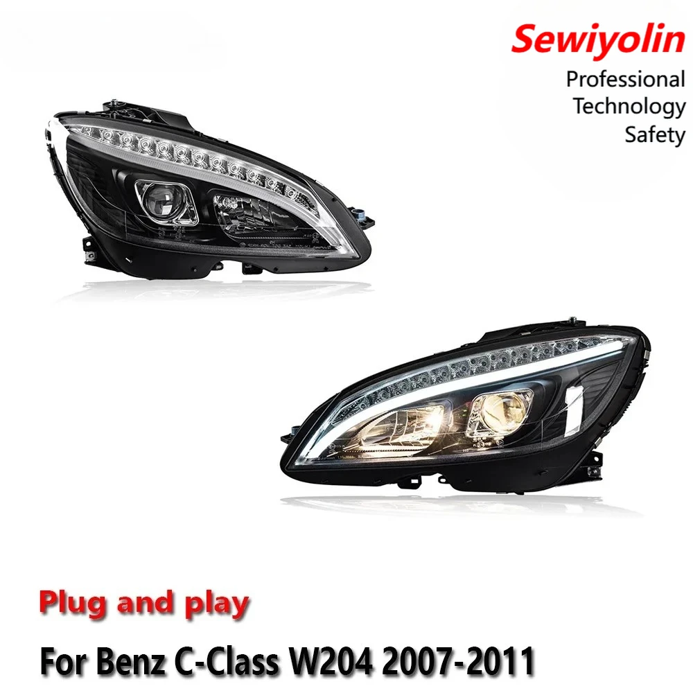 

Car Headlight Assemblies Lamps For Benz C-Class W204 2007-2011 Fog DRL Brake Turn Signal Lamp Plug and Play