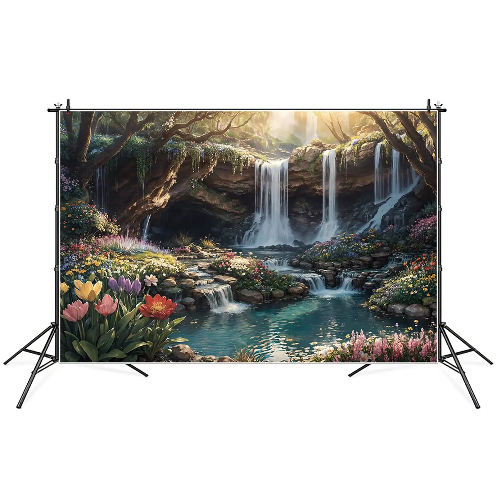 Montanha Cachoeira Fotografia Cenário, Custom Photo Booth, adereços de estúdio, Primavera fundo, Decoração Fotografia, Festa Infantil