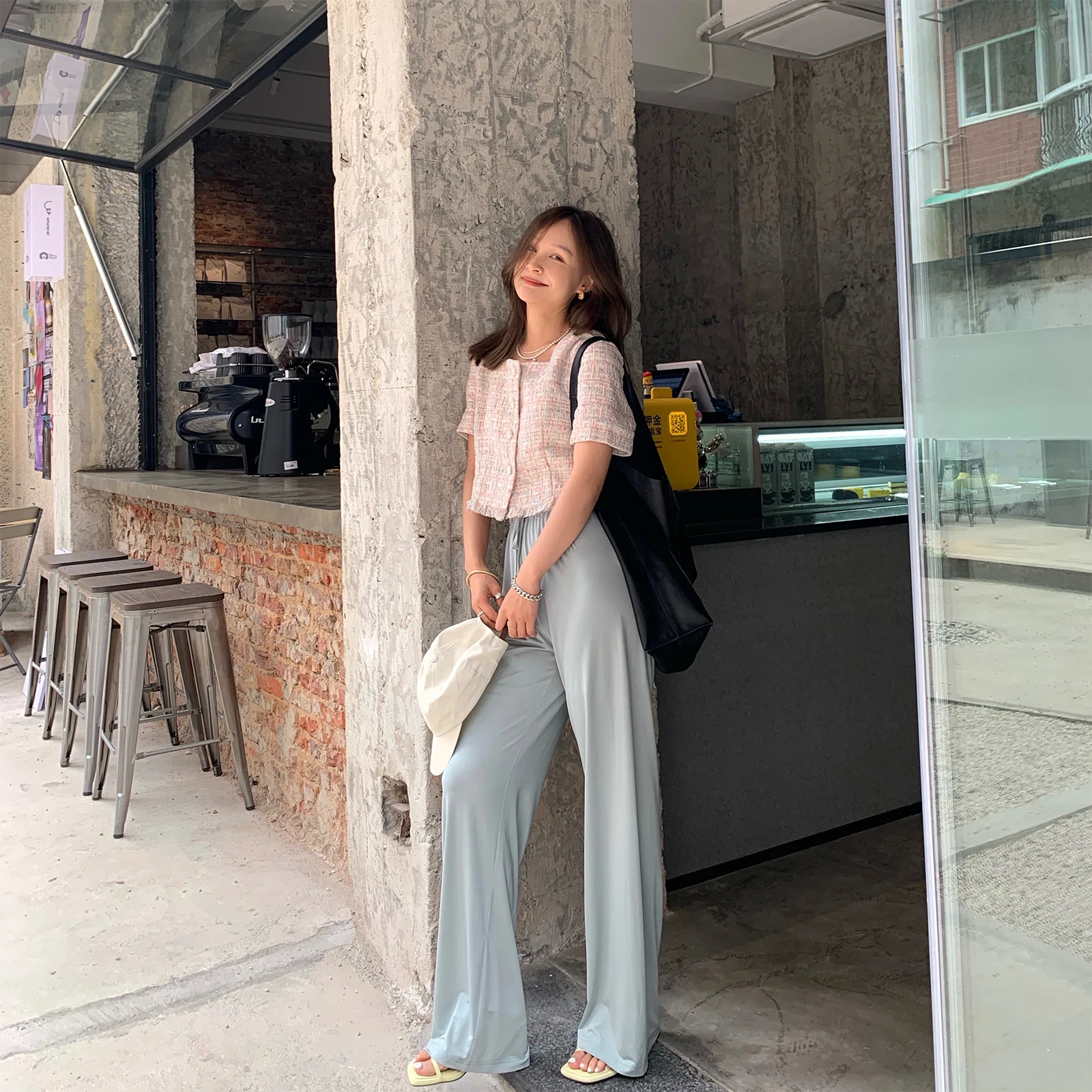 

Bluetique Lazy Person's Cool Pants Copper Ammonia Silk Smooth Airy Straight Leg Long Pants Casual Trousers for Women