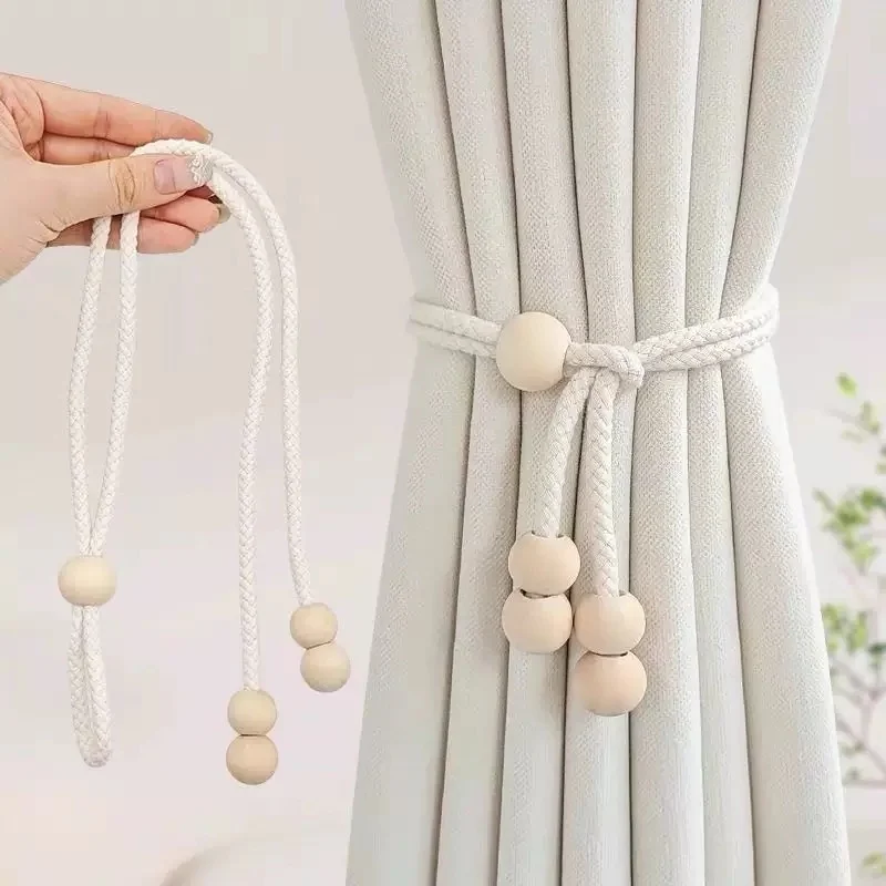 2PCS Modern Minimalist Design Curtain Straps Hanging Balls Handmade Curtain Tiebacks Living Room and Bedroom Decoration