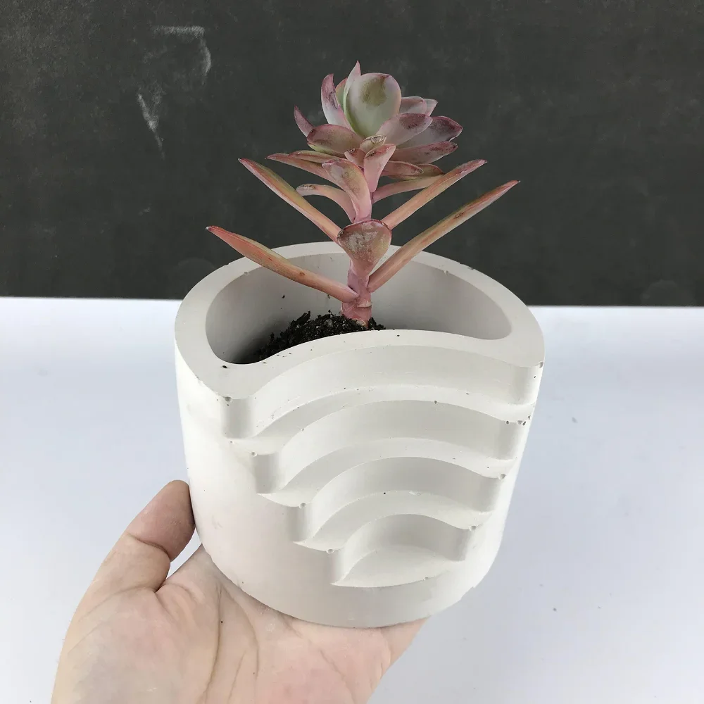 Taiji Round Staircase Cement Succulent Flower Pot Silicone Mold DIY Handmade Concrete Plaster Epoxy Resin Molds Gardening Decor