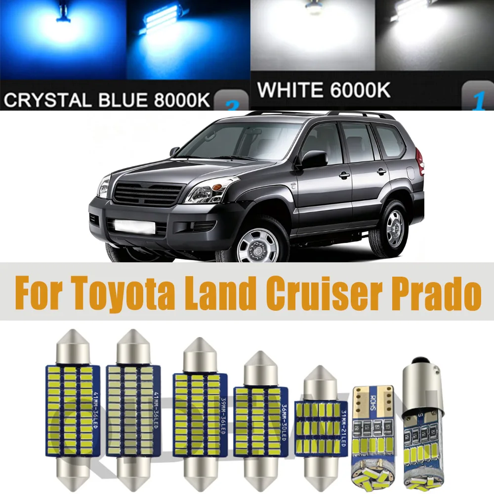 Car Interior LED Light Kit For Toyota Land Cruiser Prado 120 150 90 FJ Cruiser 70 80 100 200 Canbus Map Dome License Plate Lamp