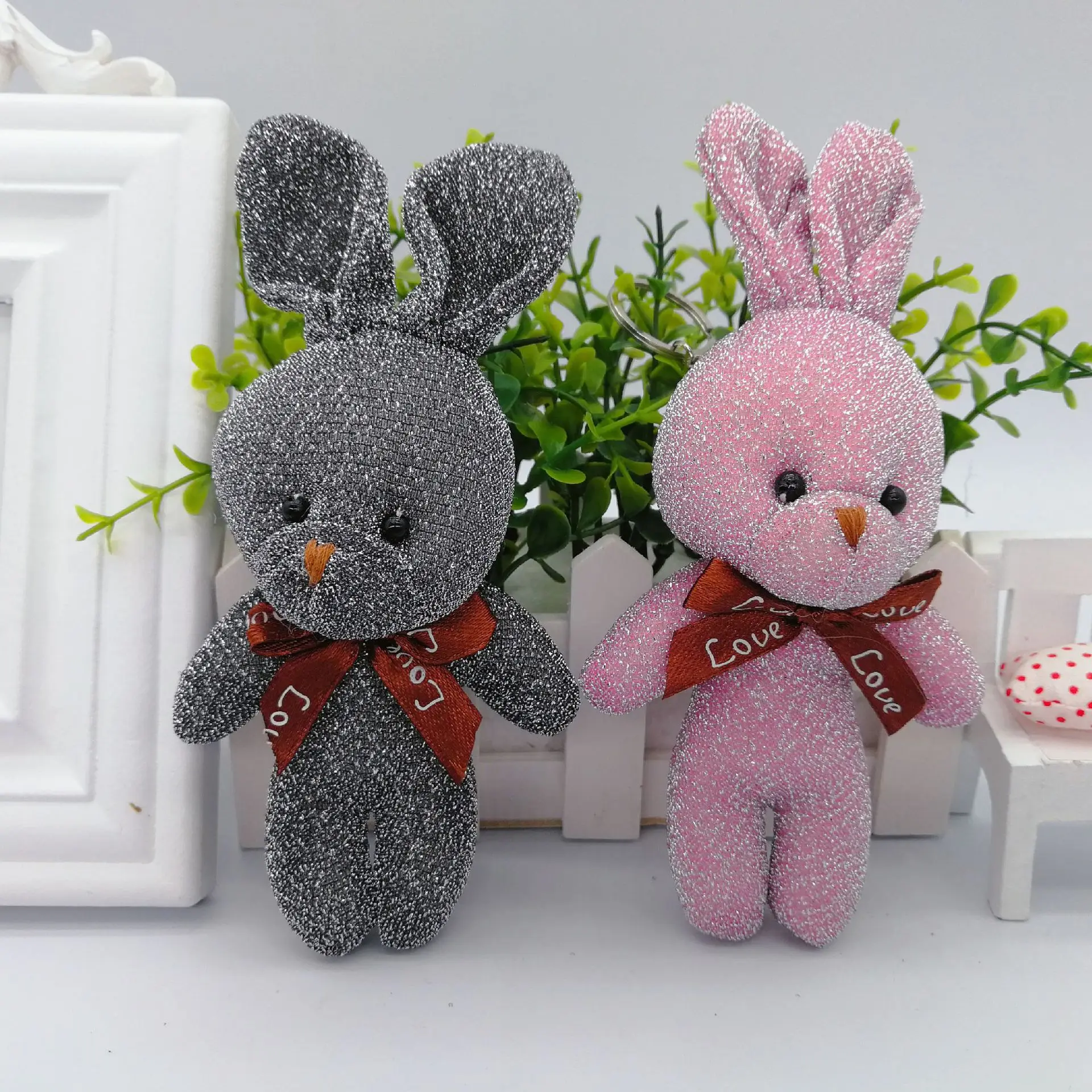 100pcs/lot Wholesale Plush Animal Doll Toy Bright Silk Conjoined Rabbit Bouquet CompanyDeposit First to Get Discount much Pta350