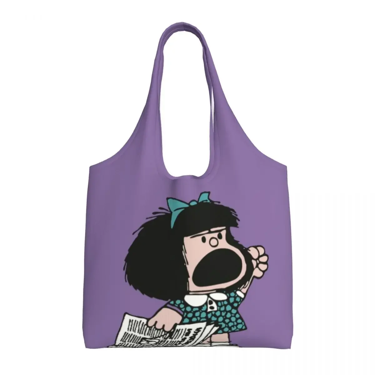 Personalizado mafalda protesto saco de compras de mercearia impressão lona shopper ombro sacola grande capacidade durável dos desenhos animados sacos bolsa