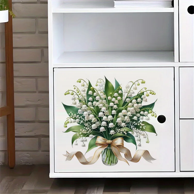 Plant-Themed Lily Cartoon Wall Sticker Bathroom Toilet Decor Living Room Cabinet Refrigerator Home Decoration Decals S876
