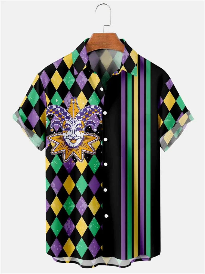 

Men's 3D printed floral pattern shirt, fashionable Hawaiian lapel button up shirt, men's short sleeved summer casual top