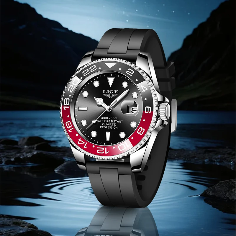 

LIGE Top Luxury Man Watch Casual Fashion Auto Date Chronograph Business Stainless Steel Waterproof Luminous Quartz Watches Male