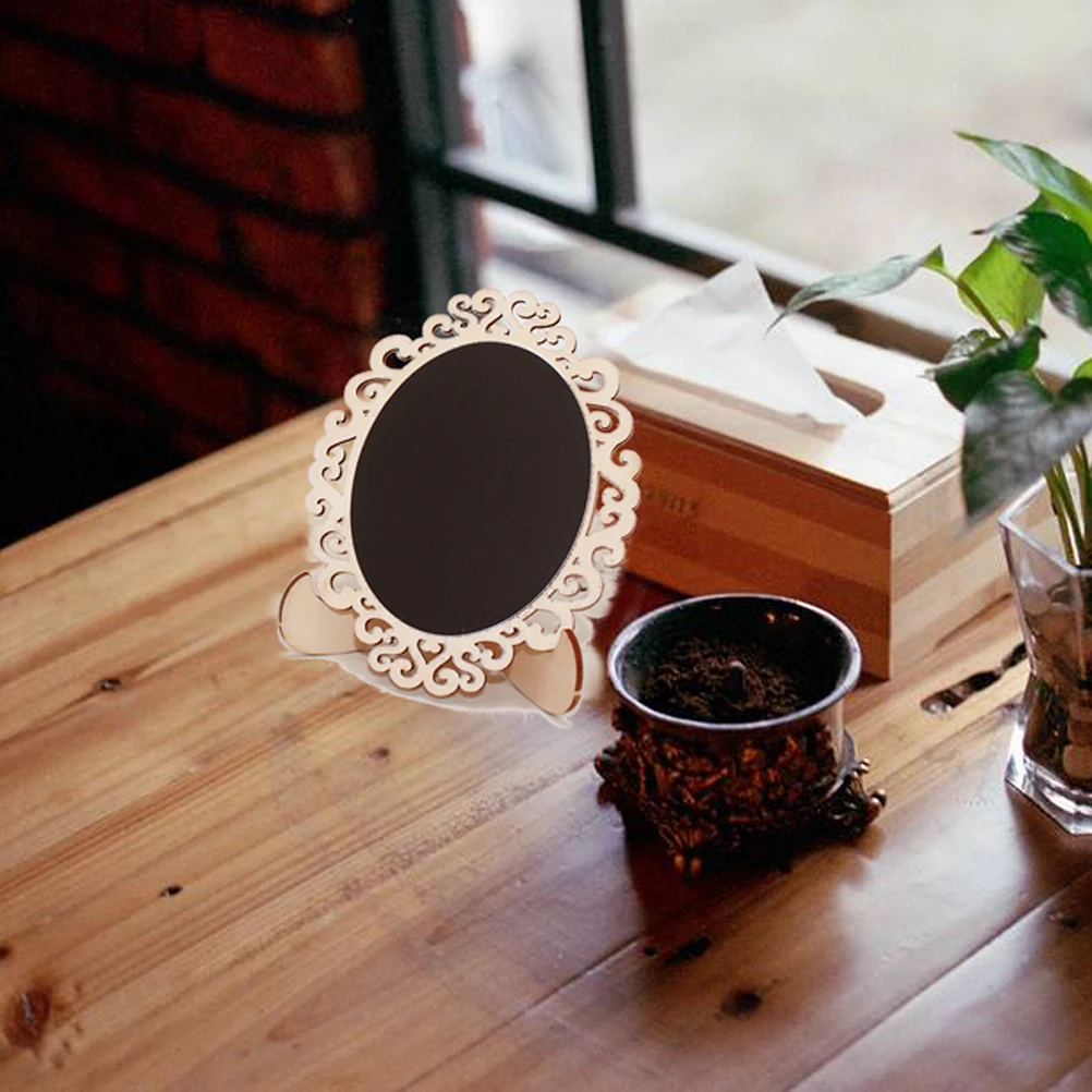 10Pcs Fashionable Hollow Flower Shape Mini Blackboard Wooden Chalkboard for Messages Notes Directions Instructions Reusable Eco