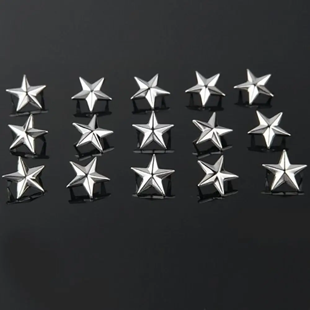 

100 pcs Silver Spikes Spots Nailhead Releasable Metal Quality DIY Studs Star Rivets Garment Supplies Sewing Decor