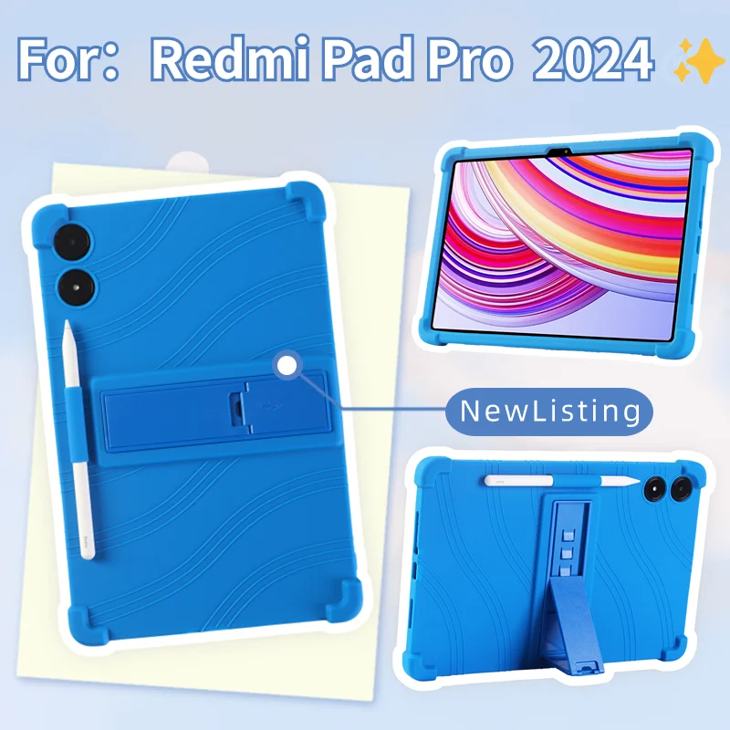 

Case For Xiaomi Redmi Pad Pro 12.1 inch 2024 Poco Pad 12.1" PC Soft Silicone Shockproof Protective Cover with Rear Kickstand