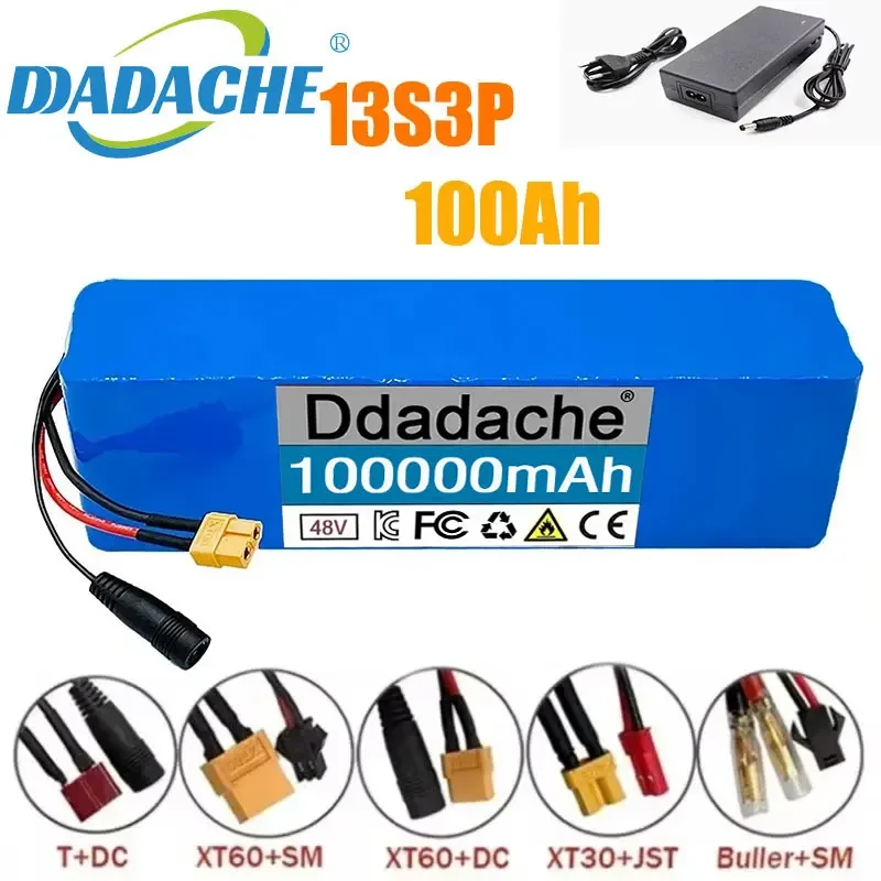 

Original 13S3P 48V 100000mAh 100Ah lithium-ion battery pack with 1000W BMS 54.6V 100ah 18650 lithium battery