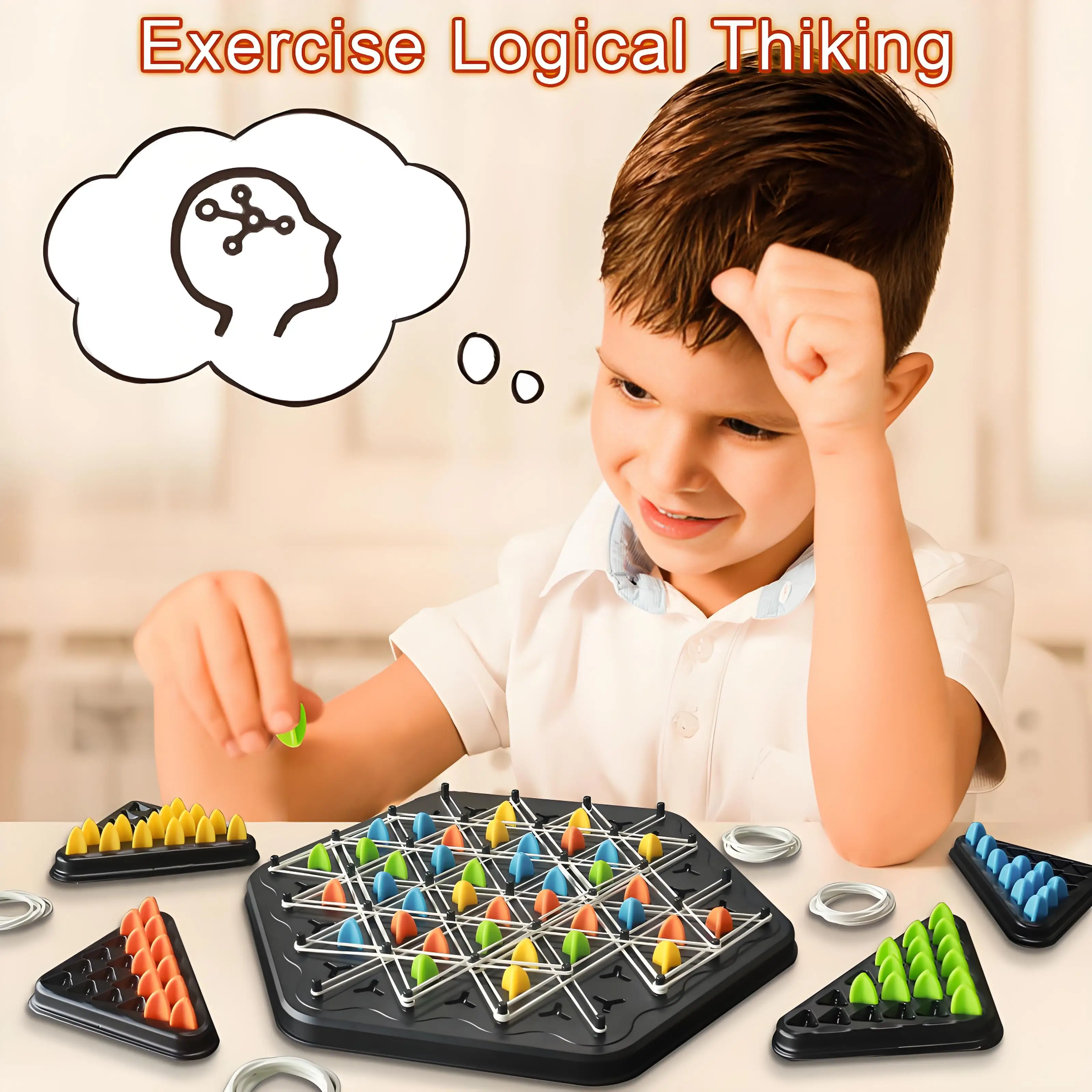 Gioco da tavolo strategico triangolare educativo per bambini dai 3 anni in su |   Rompicapo per famiglie di 2 giocatori |   Divertente apprendimento e sviluppo cognitivo