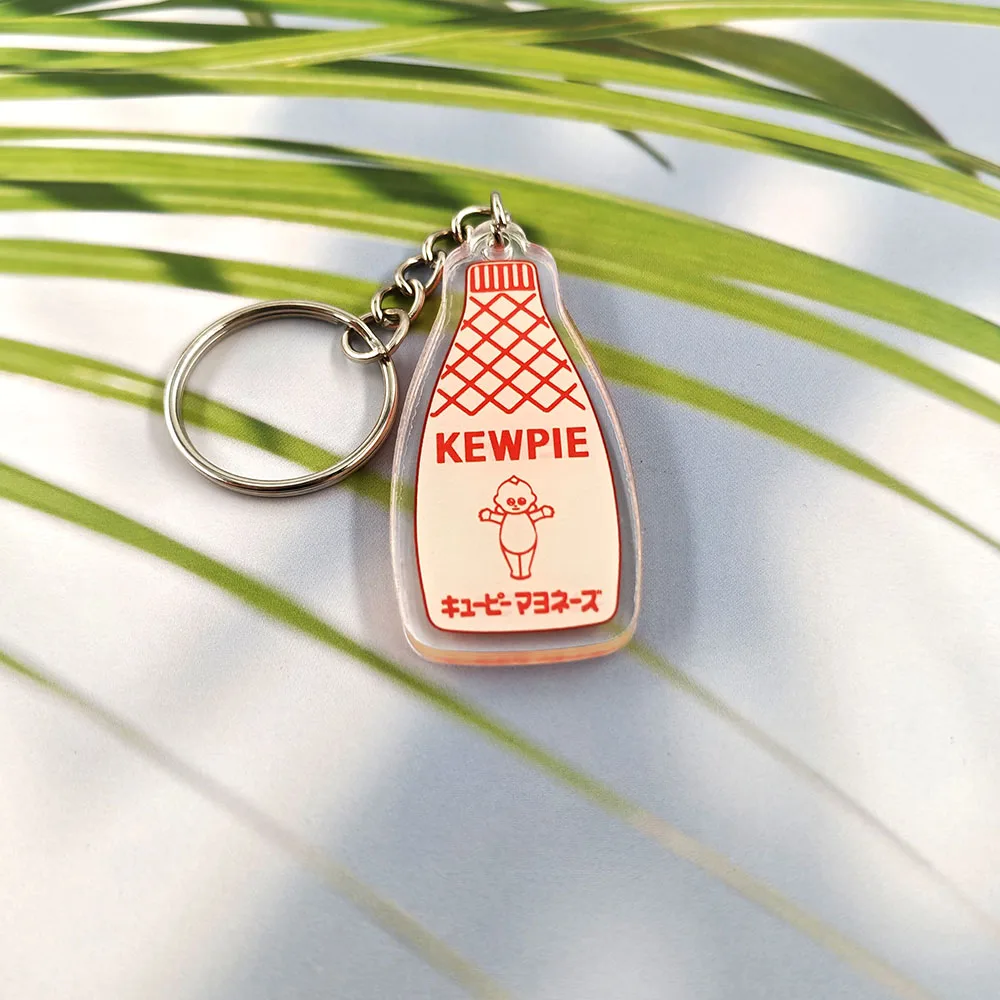 Japanese Mayonnaise Bottle Packaging Keychain Food Culture Decoration Acrylic Key Ring Food Enthusiasts Collect Pendants Gift