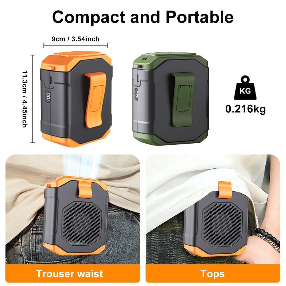 Portable Waist Fan Mini Hanging Neck Fan USB Rechargeable Portable Fan Outdoor Working Camping Sports Waist Clip Fan Air Cooler image 2