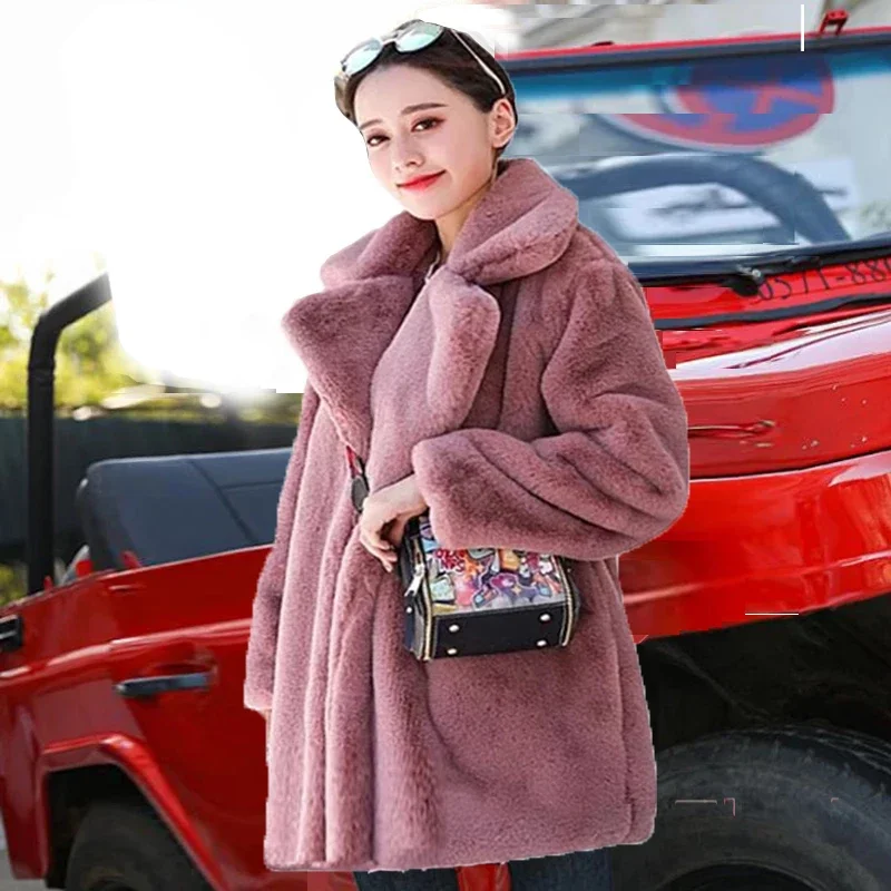 2024 Autumn Winter New Women Faux Fur Coat Elegant Fluffy Thick Warm Artificial Fur Coats