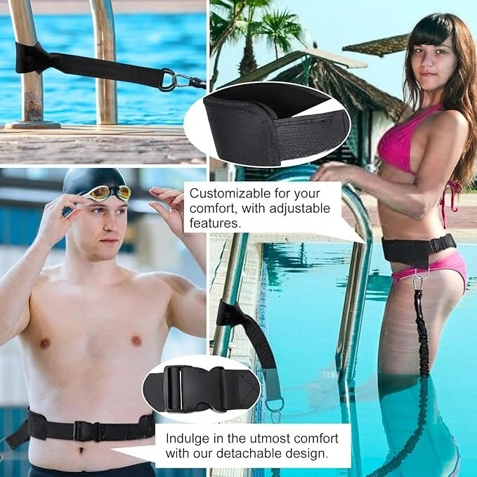 حزام السباحة حبل المقاومة معدات تدريب القوة حبل مطاطي مجموعة حزام تدريب السباحة معدات تدريب السباحة