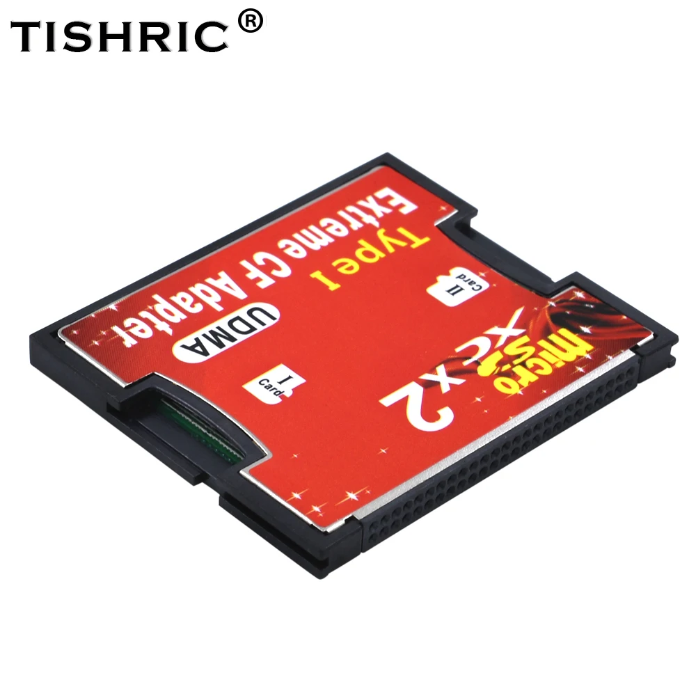 TISHRIC Double TF to CF Adapter Two Ports Support Micro SDXC/ Micro SDHC / Micro SD Card Reader SD Card Converter