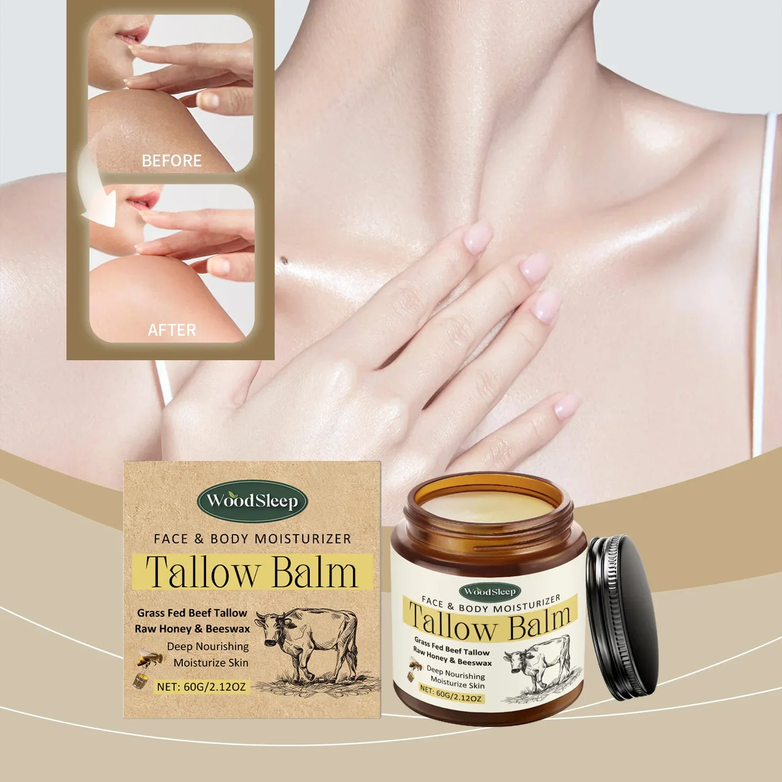 Tallow Balm Beef Tallow for Skin Organic Whipped Tallow and Honey Balm