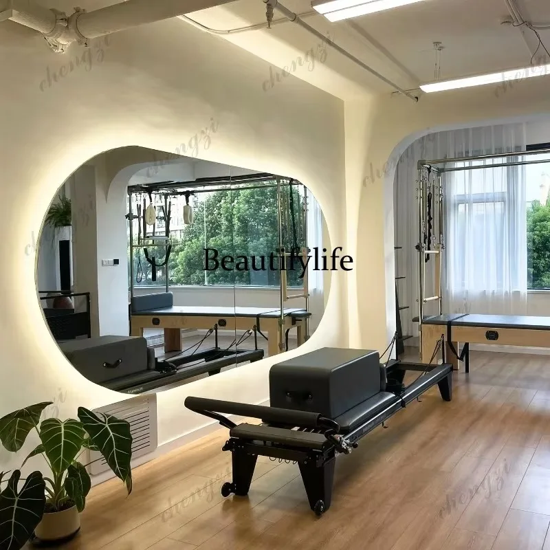 E182 Dance studio mirror, elliptical mirror, Pilates wall-mounted glass, full-body mirror with light, fitness yoga mirror