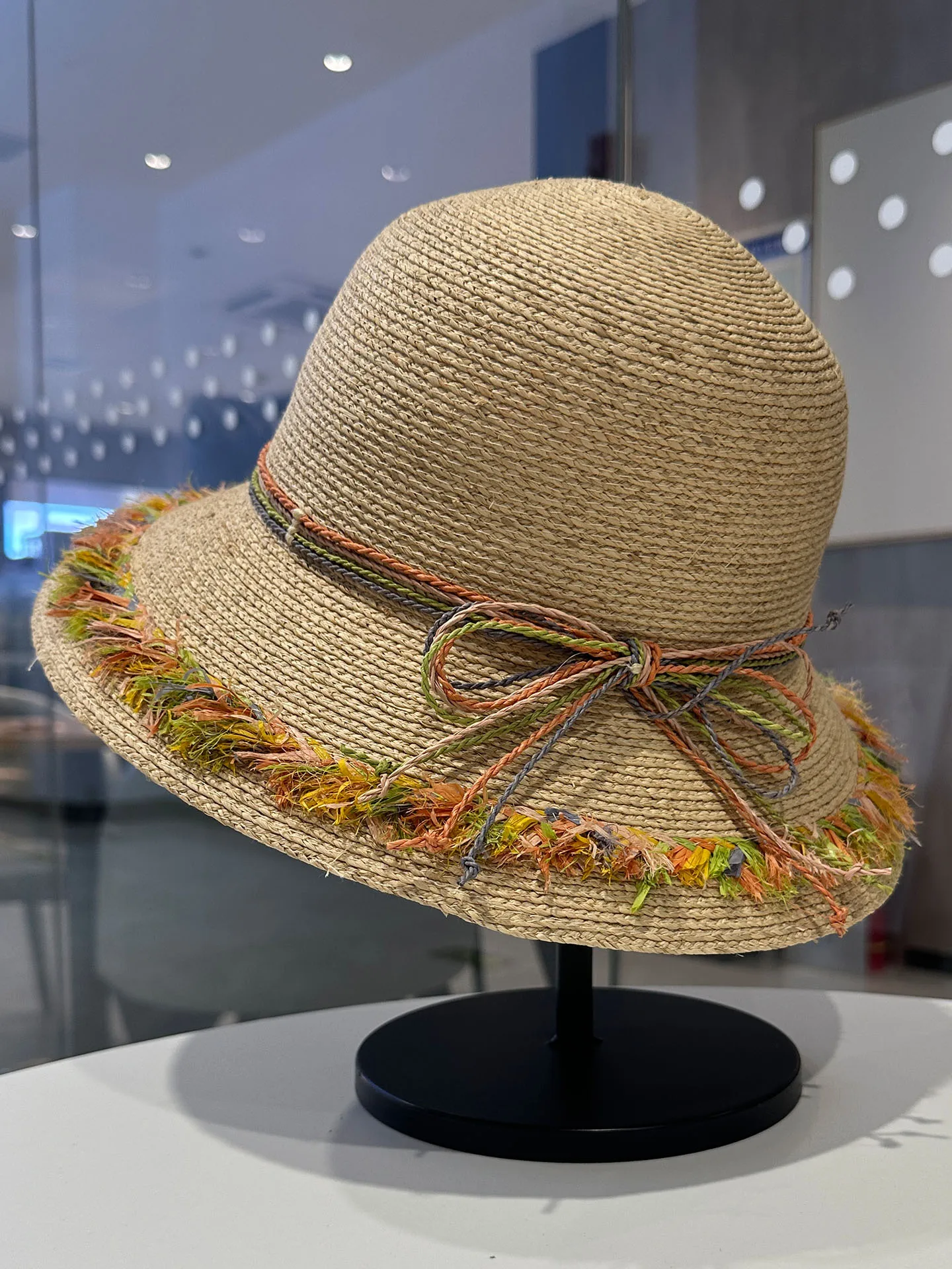 bohemian-style-wide-brim-straw-hat-women's-summer-beach-sunshade-hat-handwoven-frayed-fisherman-cap-breathable-adjustable