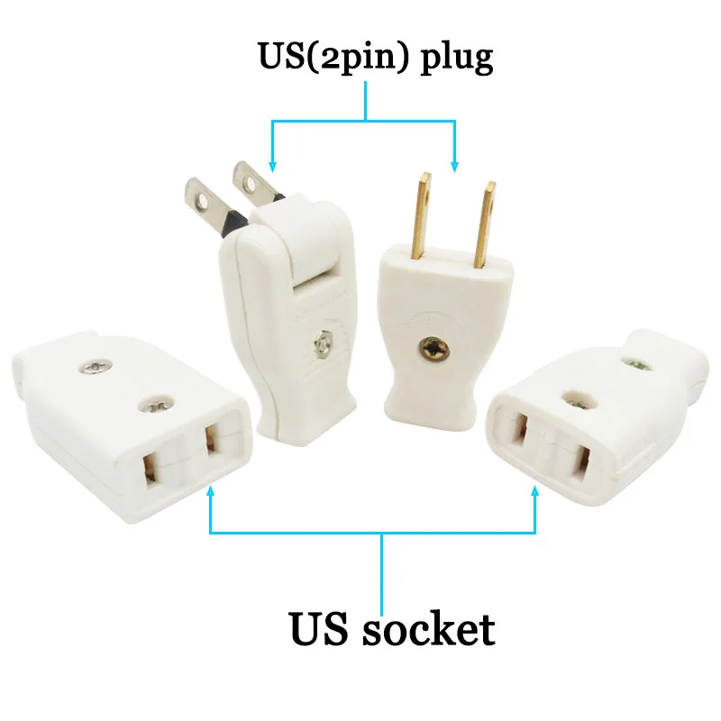 2Pin Japanese plug Butt Electrical Plug Socket Power Connector Cable Cord Female Male DIY Rewireable Power Plug 15A 125V